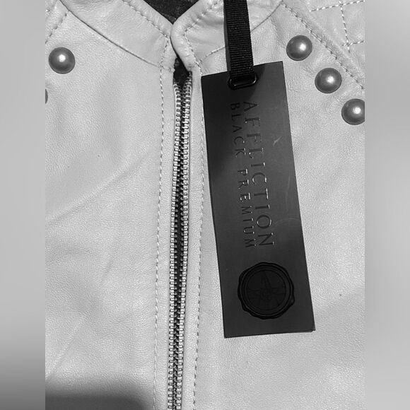 Affliction | Women’s Affliction White Leather jacket studded crop jacket NWT XL - Picture 5 of 13